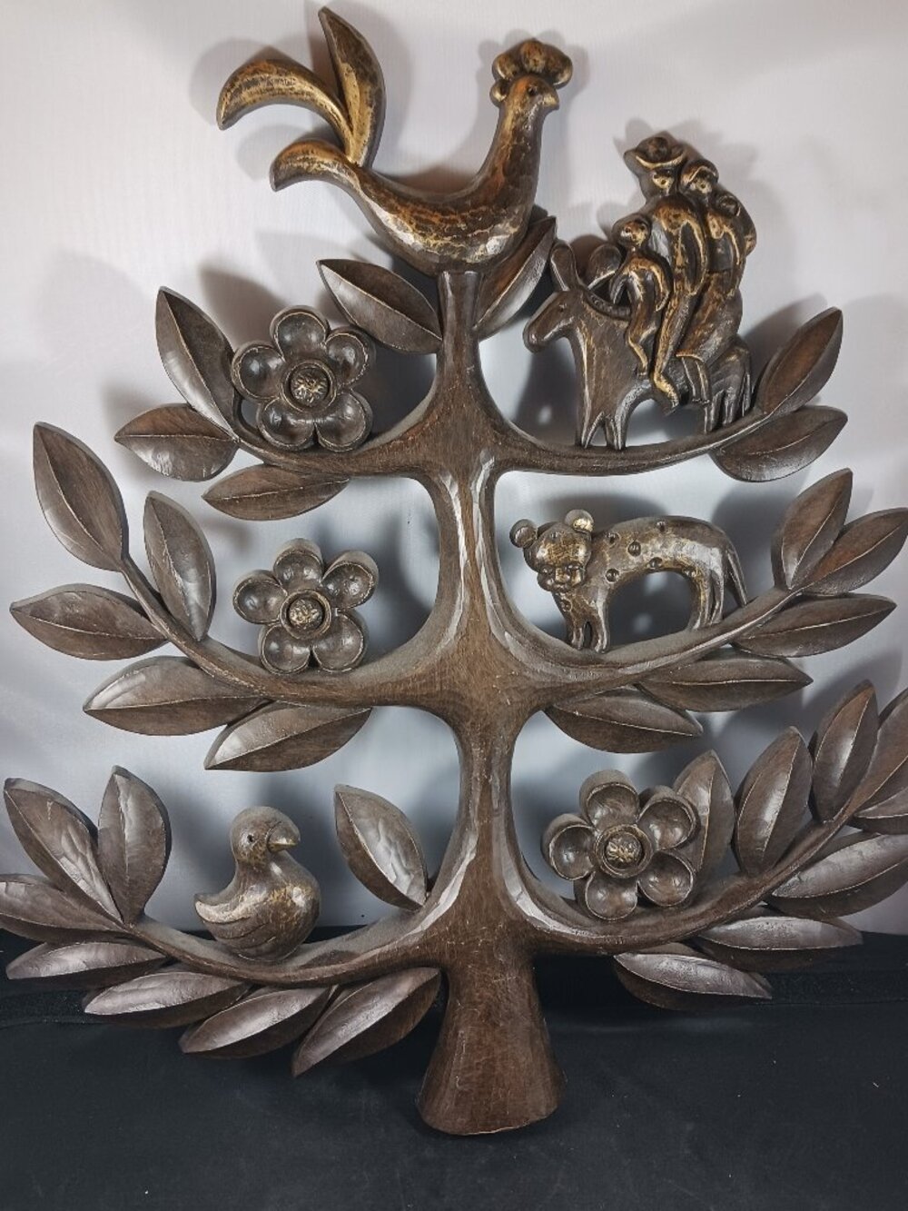 Vintage Homco Tree of Life Wall Plaque MCM Folk Art 1963 Made in USA